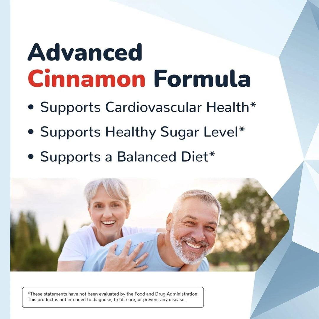 Advertisement for Advanced Cinnamon Formula with a couple in the background